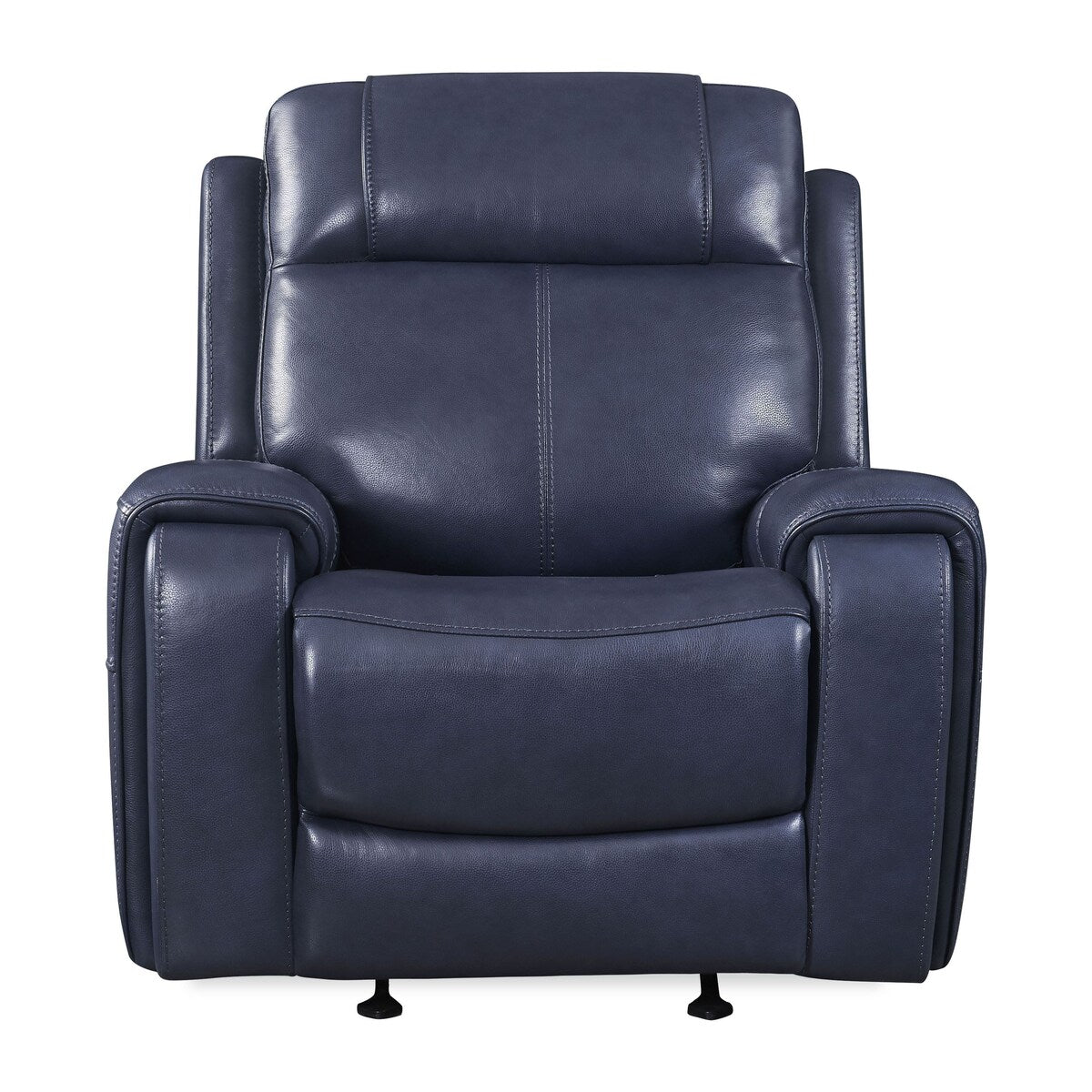 Naples Leather Dual Powered Glider Recliner with Adjustable Headrest, Indigo Blue