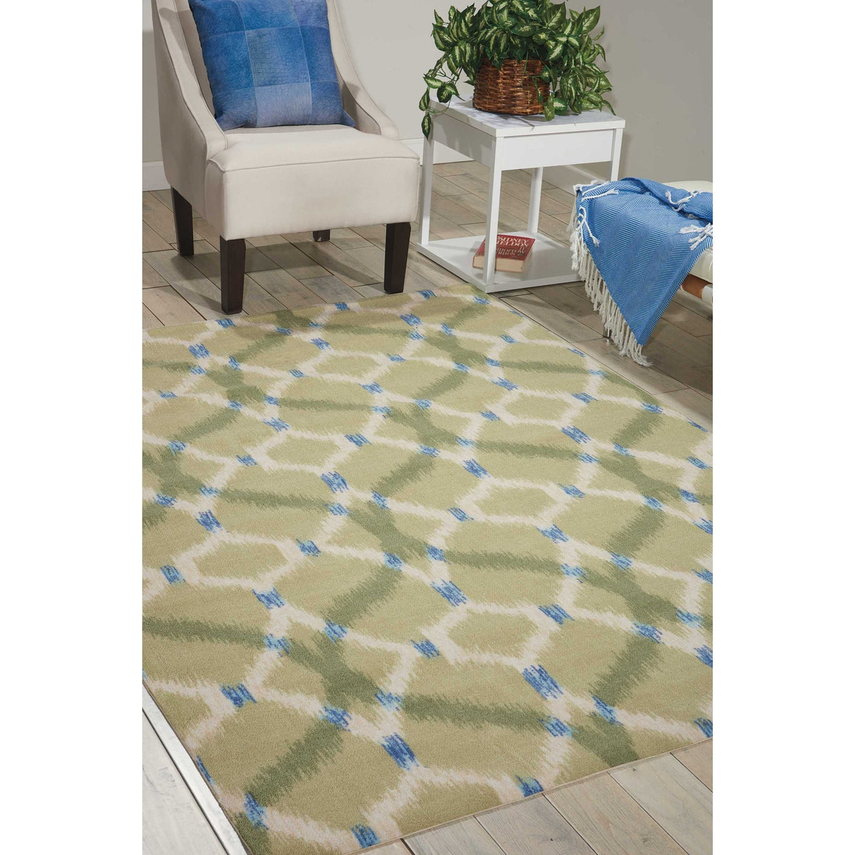Naples Trellis Ikat Aegean Indoor/ Outdoor Area Rug by Havenside Home