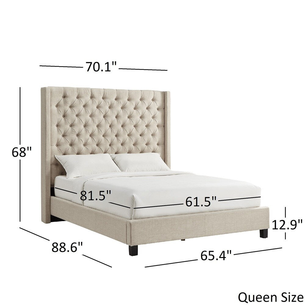 Naples Wingback Button Tufted Tall Headboard Platform Bed by iNSPIRE Q Artisan