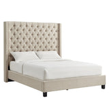 Naples Wingback Button Tufted Tall Headboard Platform Bed by iNSPIRE Q Artisan