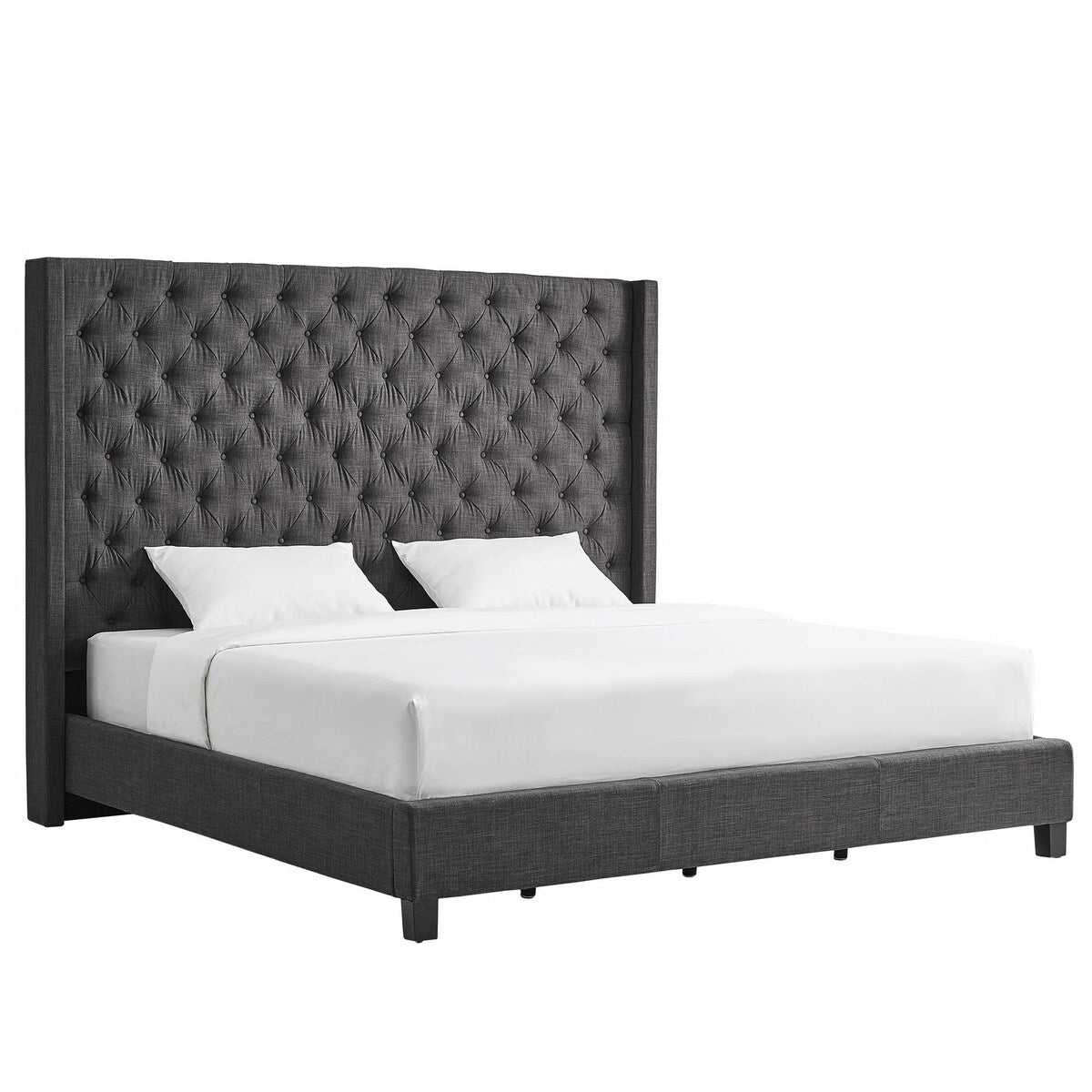 Naples Wingback Button Tufted Tall Headboard Platform Bed by iNSPIRE Q Artisan