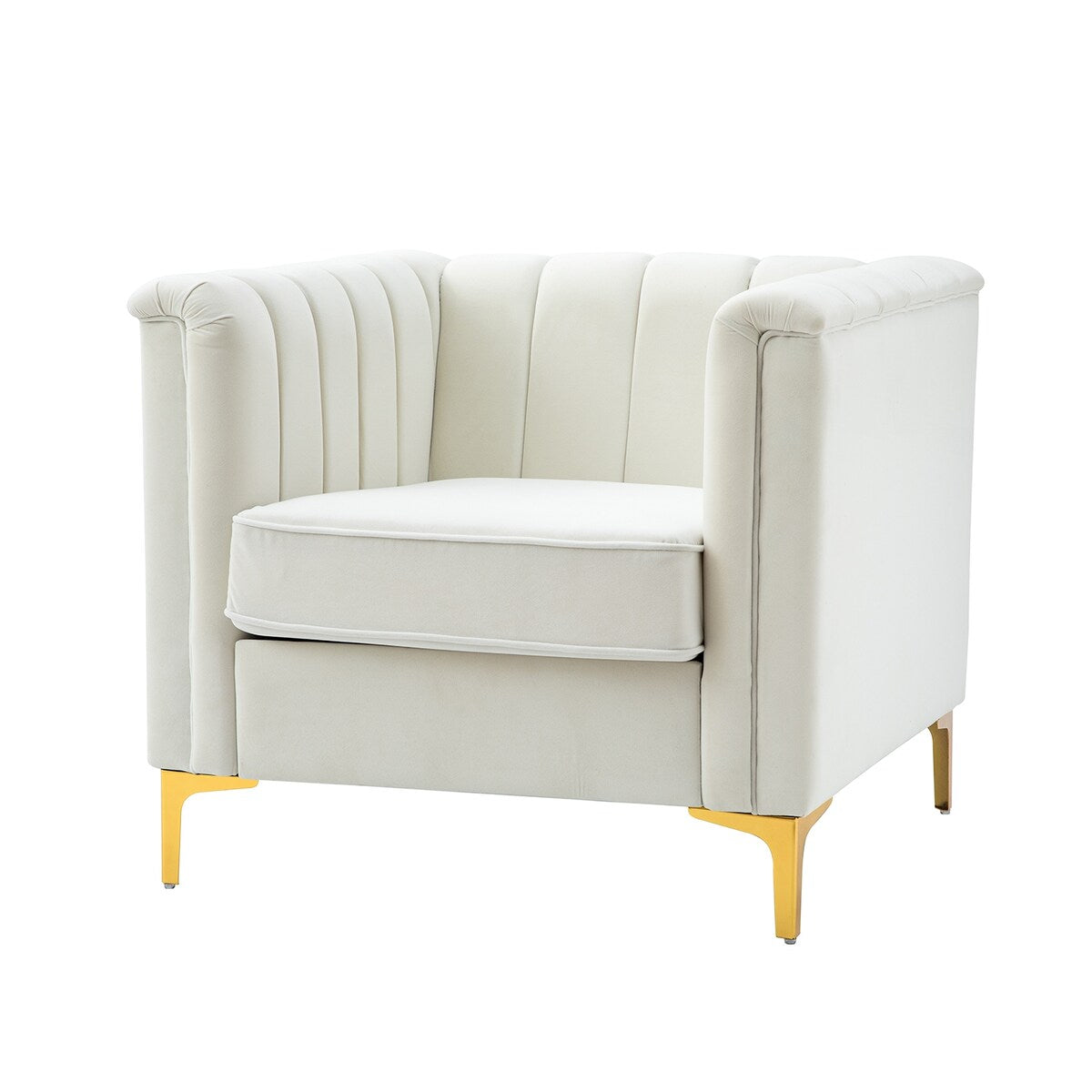 Narciso 31.9" Wide Arm Chair with Channel-tufted Design