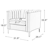 Narciso 31.9" Wide Arm Chair with Channel-tufted Design