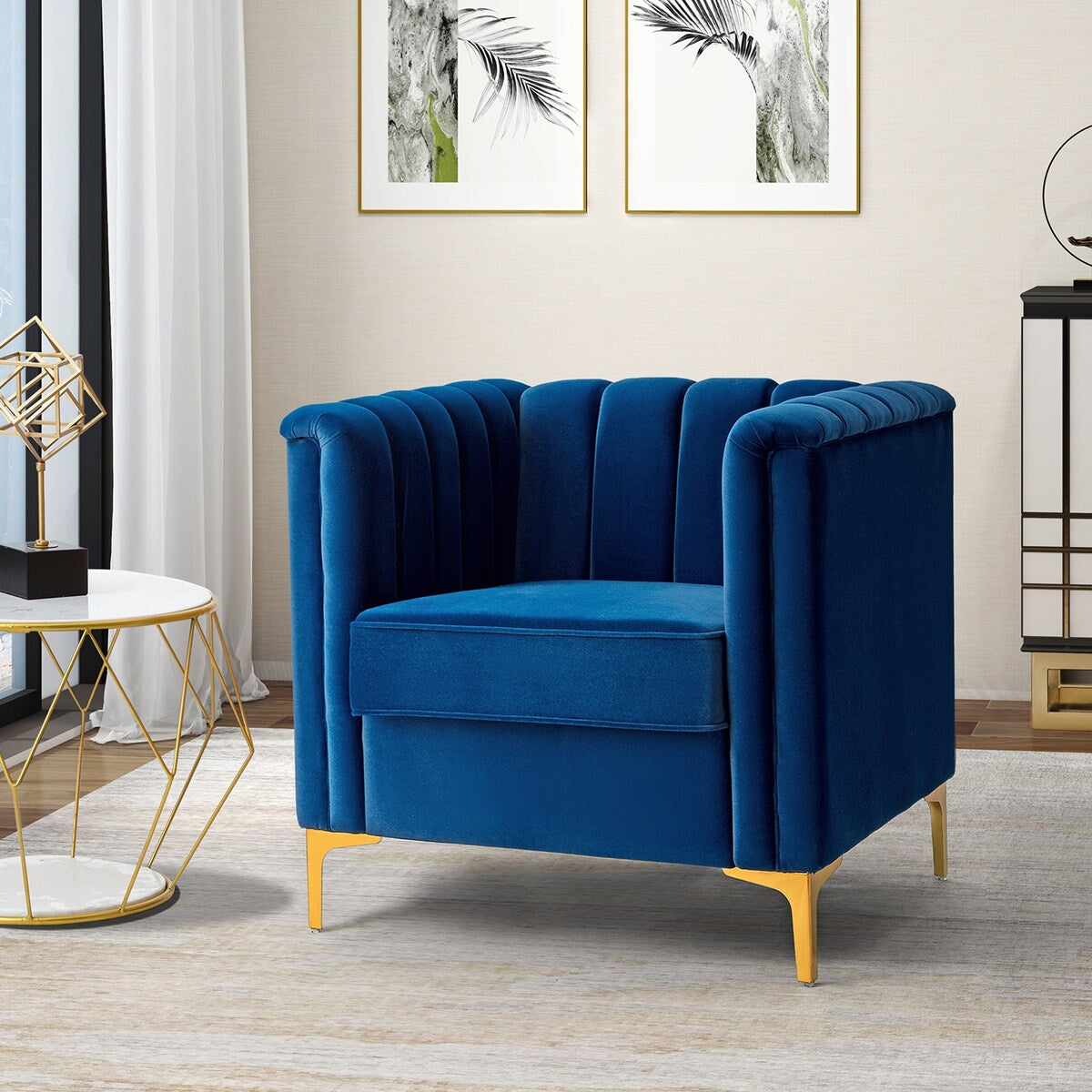 Narciso 31.9" Wide Arm Chair with Channel-tufted Design