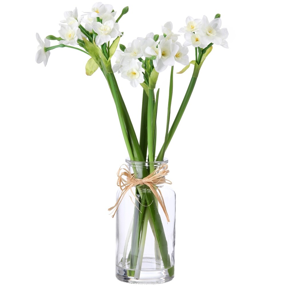 Narcissus In Glass Bottle 15"