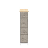 Narrow Dresser, Vertical Storage Unit With 4 Fabric Drawers, Metal Frame, Slim Storage Tower, 7.9" Width, For Living Room