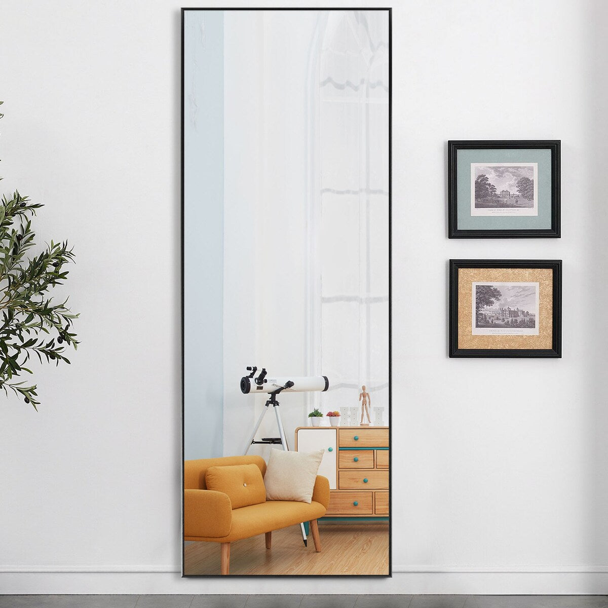 HomeRoots Narrow Minimal Gold Full-length Floor Mirror With Standing - 24