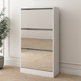 Narrow Shoe Storage Cabinet with Mirror