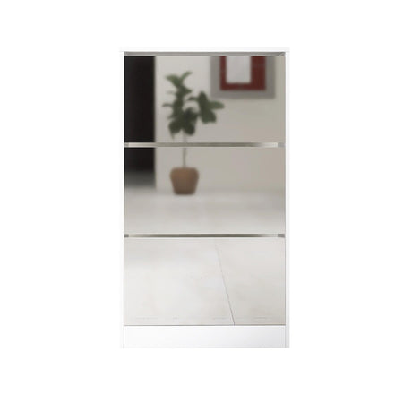 Narrow Shoe Storage Cabinet with Mirror