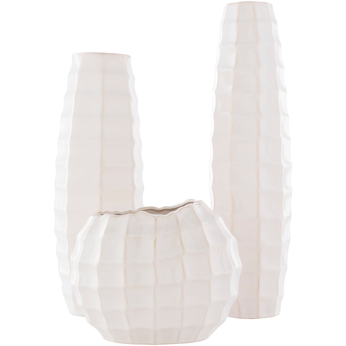 Nasos Modern Ceramic Outdoor Safe Vase Set (3 Pieces)