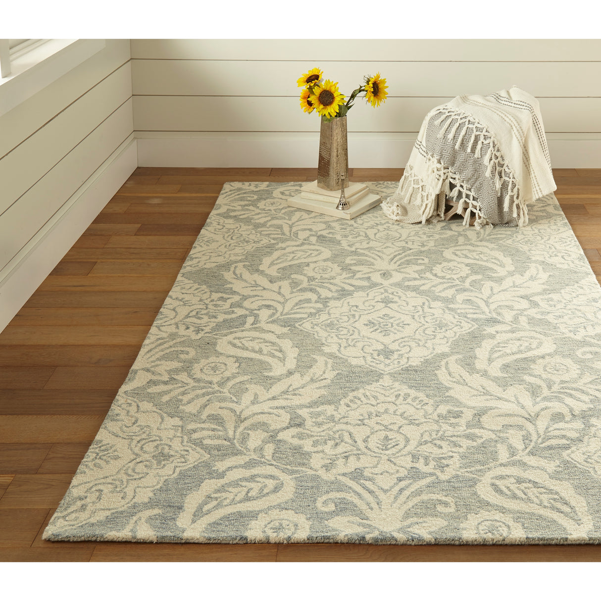 Natal Modern Floral Paisley Rug, Celestial Blue/Ivory, Area Rug