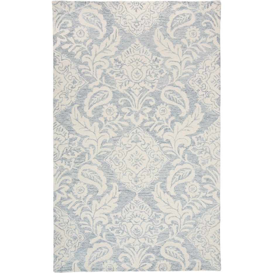 Natal Modern Floral Paisley Rug, Celestial Blue/Ivory, Area Rug