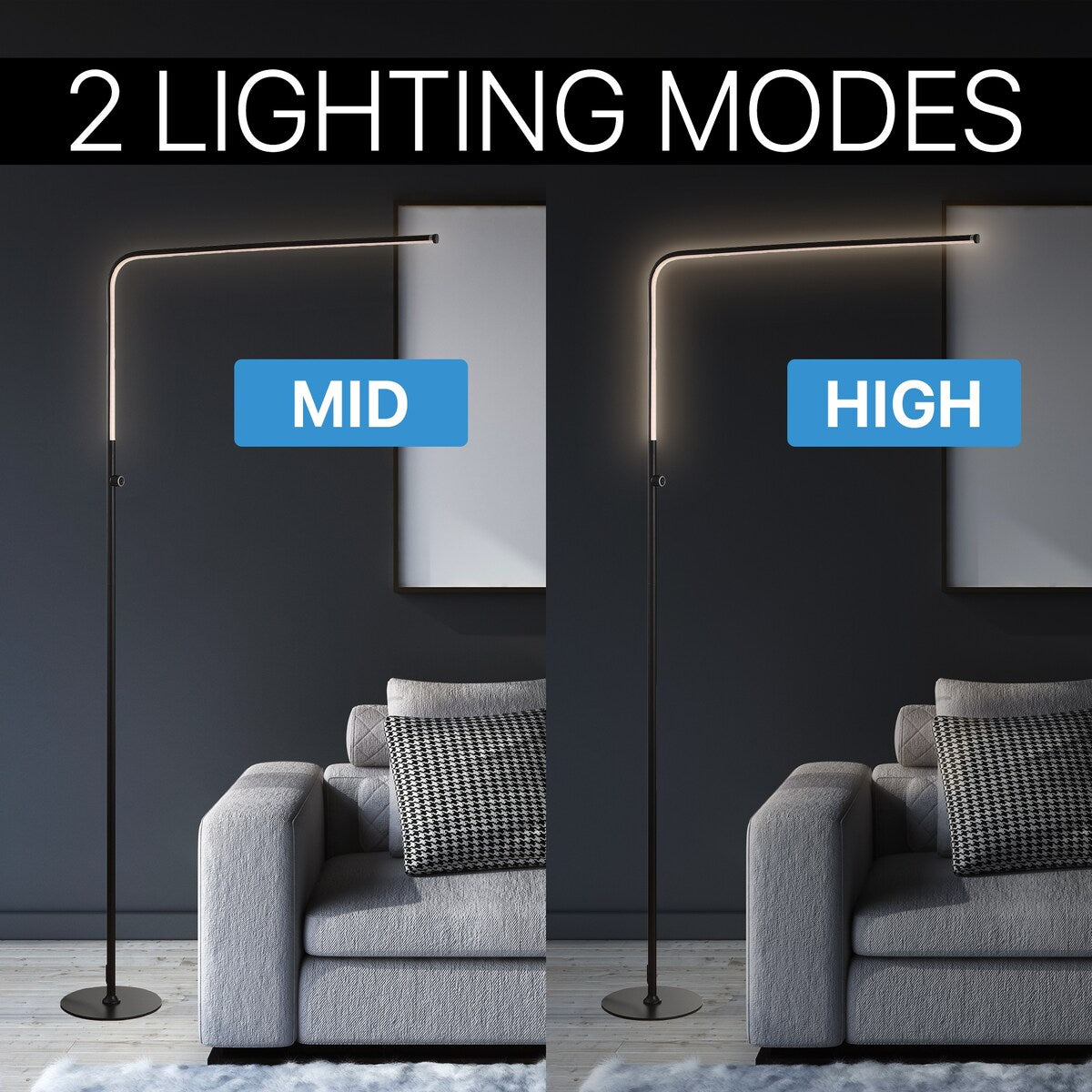 Natalie 63" LED Integrated Floor Lamp, Black by JONATHAN Y - 63" H x 33.5" W x 8.75" D