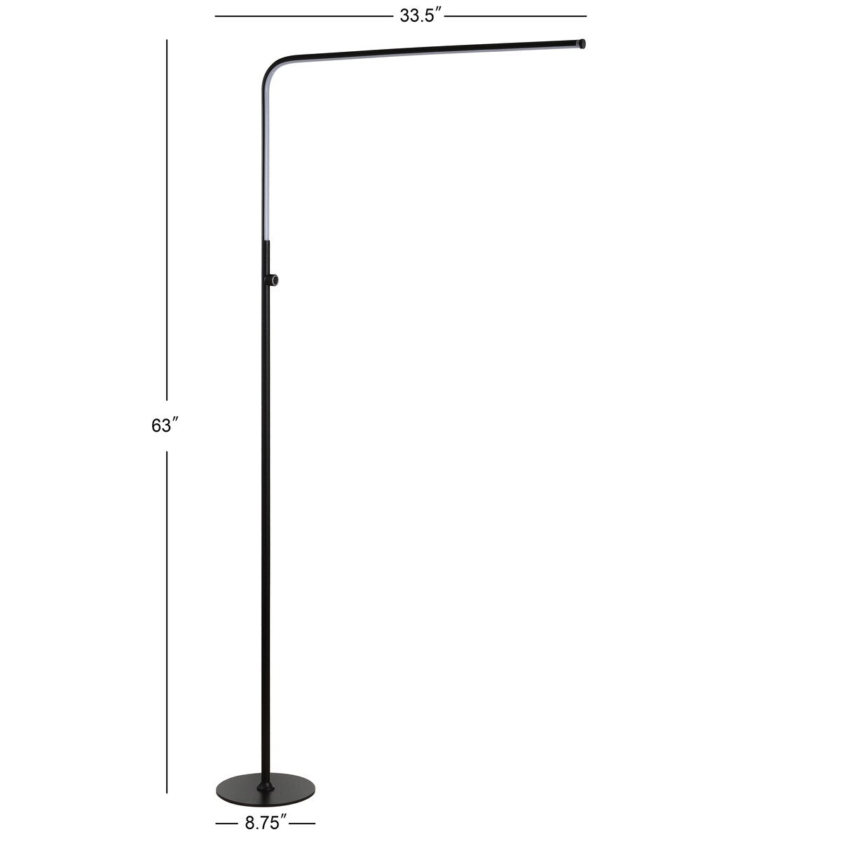 Natalie 63" LED Integrated Floor Lamp, Black by JONATHAN Y - 63" H x 33.5" W x 8.75" D