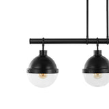 Nathan 33" 3-Light Industrial Farmhouse Iron/Glass Linear LED Pendant, Oil Rubbed Bronze/Clear by JONATHAN Y - 3 Light