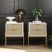 Nathan James Andrew Rattan End Side Table Storage Doors Gold Accents