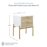 Nathan James Andrew Rattan End Side Table Storage Doors Gold Accents