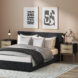 Nathan James Andrew Rattan End Side Table Storage Doors Gold Accents