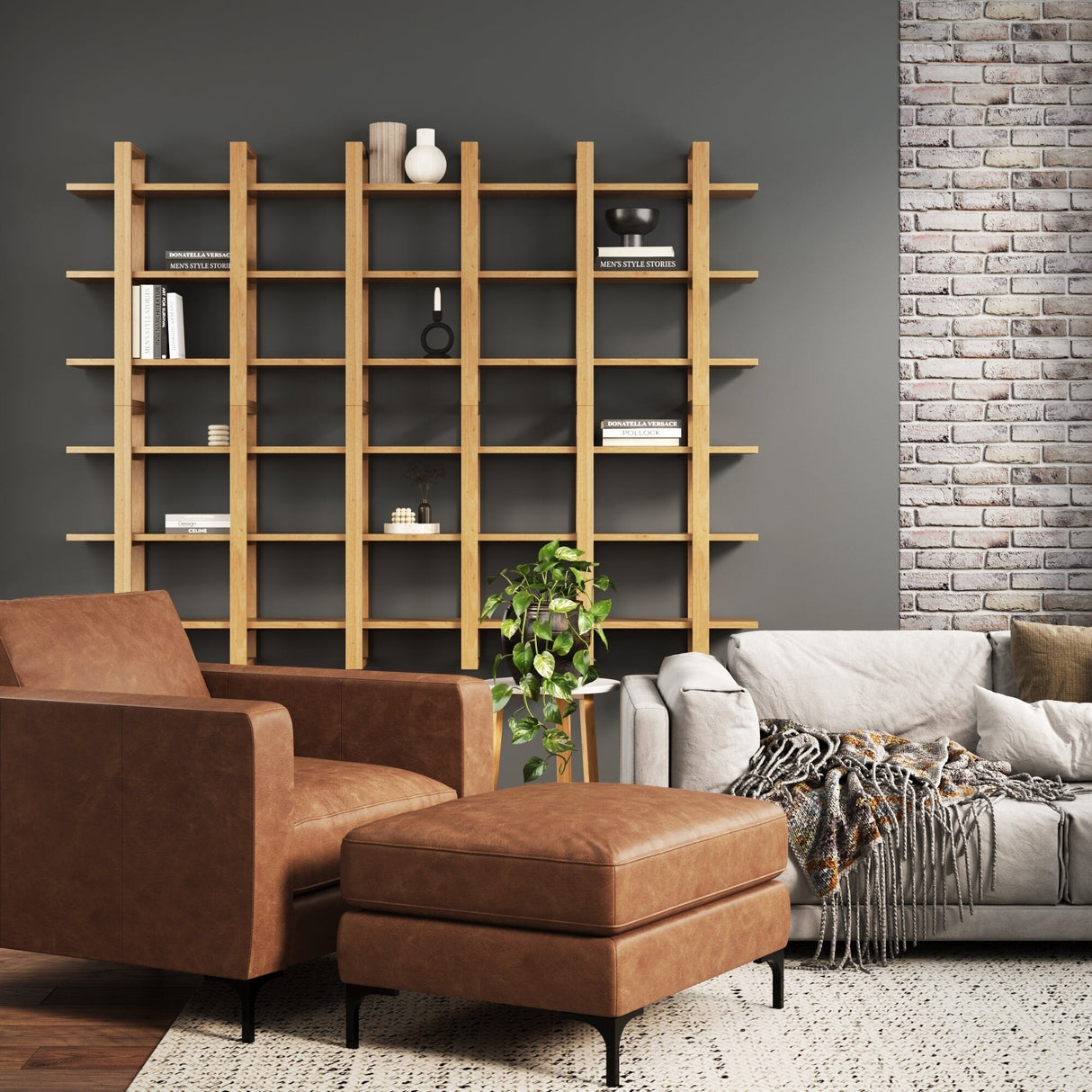 Nathan James Benji Floating Wall Book Shelves, 3-Tier Display Shelf, Decorative Modular Shelf in Solid Wood