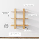 Nathan James Benji Floating Wall Book Shelves, 3-Tier Display Shelf, Decorative Modular Shelf in Solid Wood