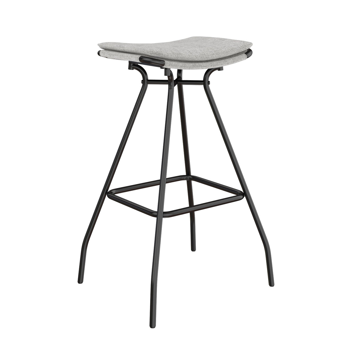 Nathan James Dominique Industrial Backless Kitchen Bar Stool with Brown Leather Saddle Seat and Metal Base
