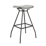 Nathan James Dominique Industrial Backless Kitchen Bar Stool with Brown Leather Saddle Seat and Metal Base