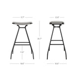 Nathan James Dominique Industrial Backless Kitchen Bar Stool with Brown Leather Saddle Seat and Metal Base