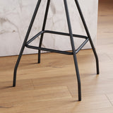 Nathan James Dominique Industrial Backless Kitchen Bar Stool with Brown Leather Saddle Seat and Metal Base