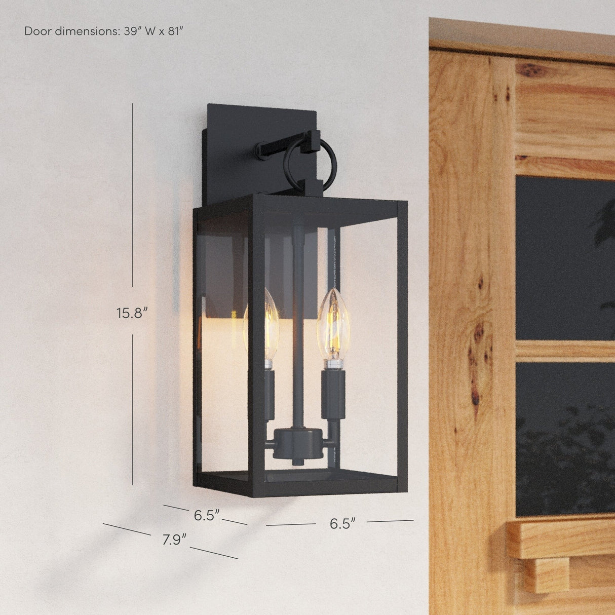 Nathan James Ferris Outdoor Black Wall Sconce Light Fixture with Iron Frame and Glass
