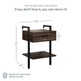 Nathan James Jenny Rustic Wall Mount Nightstand with Drawer and Storage Shelf