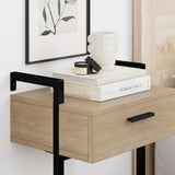 Nathan James Jenny Rustic Wall Mount Nightstand with Drawer and Storage Shelf