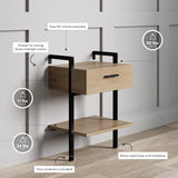 Nathan James Jenny Rustic Wall Mount Nightstand with Drawer and Storage Shelf
