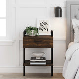 Nathan James Jenny Rustic Wall Mount Nightstand with Drawer and Storage Shelf
