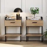Nathan James Jenny Rustic Wall Mount Nightstand with Drawer and Storage Shelf