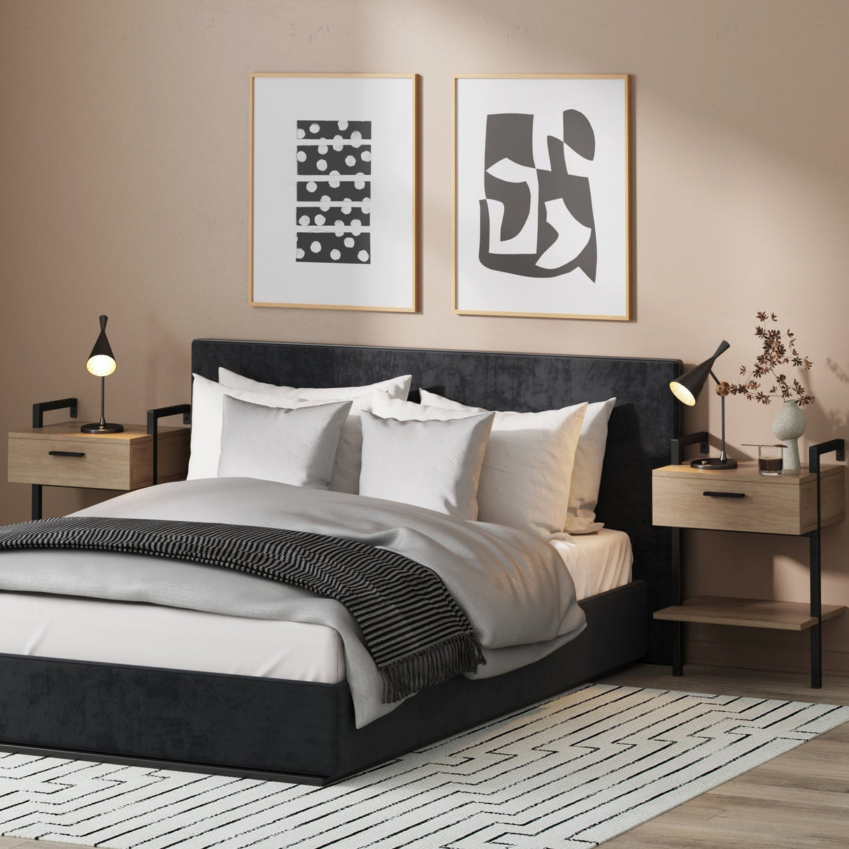 Nathan James Jenny Rustic Wall Mount Nightstand with Drawer and Storage Shelf