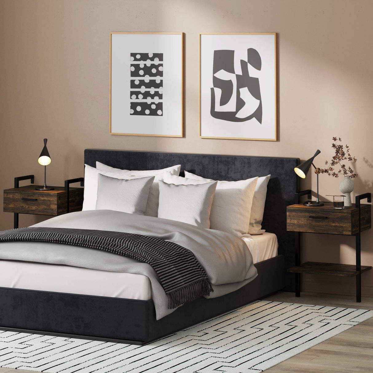 Nathan James Jenny Rustic Wall Mount Nightstand with Drawer and Storage Shelf