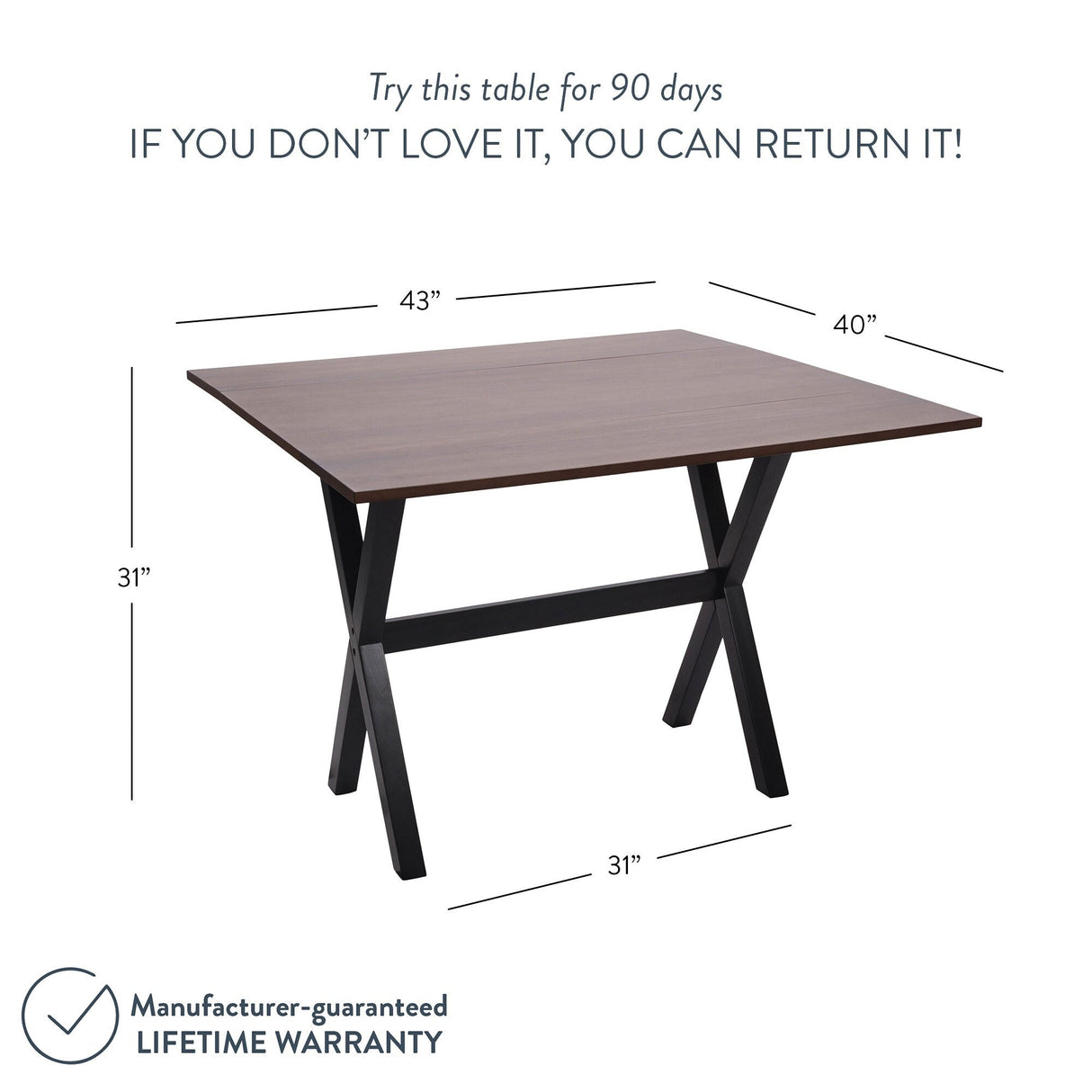 Nathan James Kalos Drop Leaf Kitchen Dining Table Brown