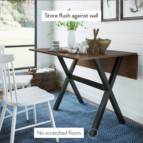 Nathan James Kalos Drop Leaf Kitchen Dining Table Brown