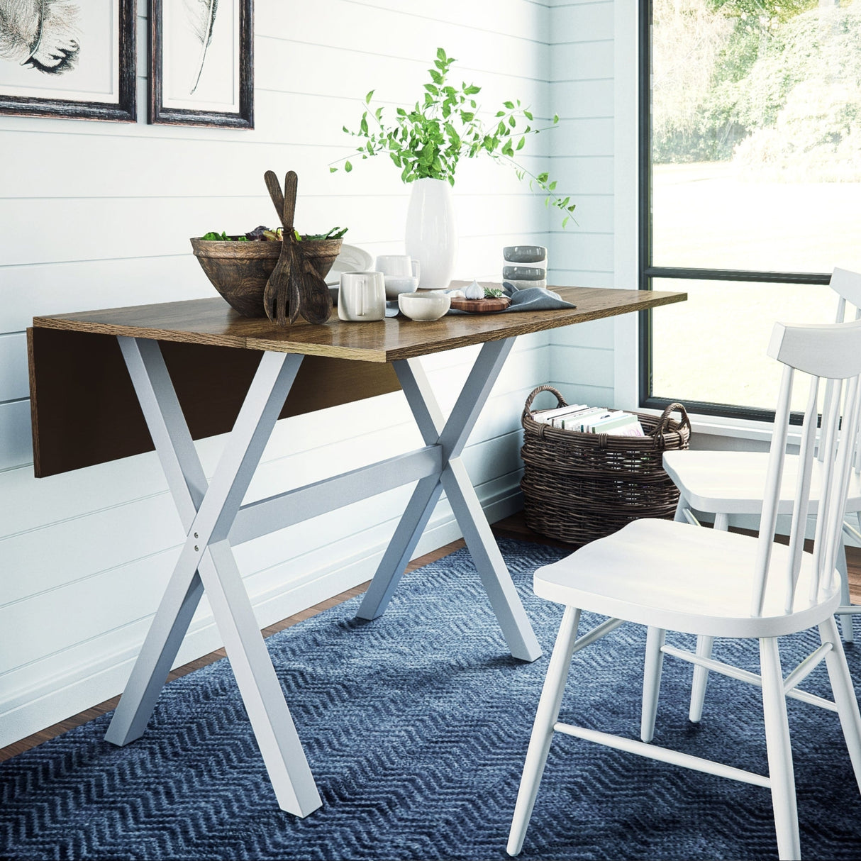 Nathan James Kalos Drop Leaf Kitchen Dining Table Brown