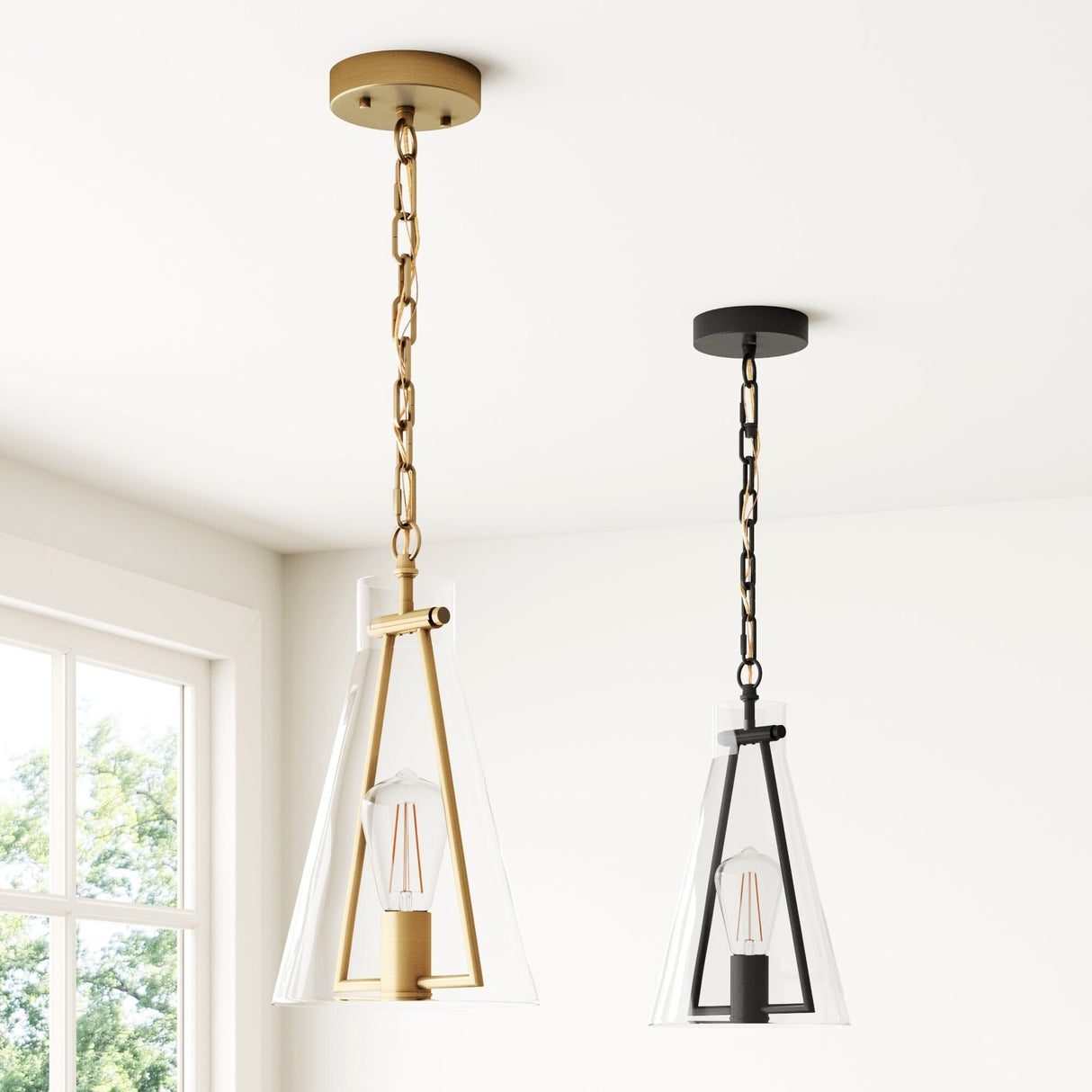 Nathan James Olton Pendant Lighting with Glass Shade, Adjustable Chain