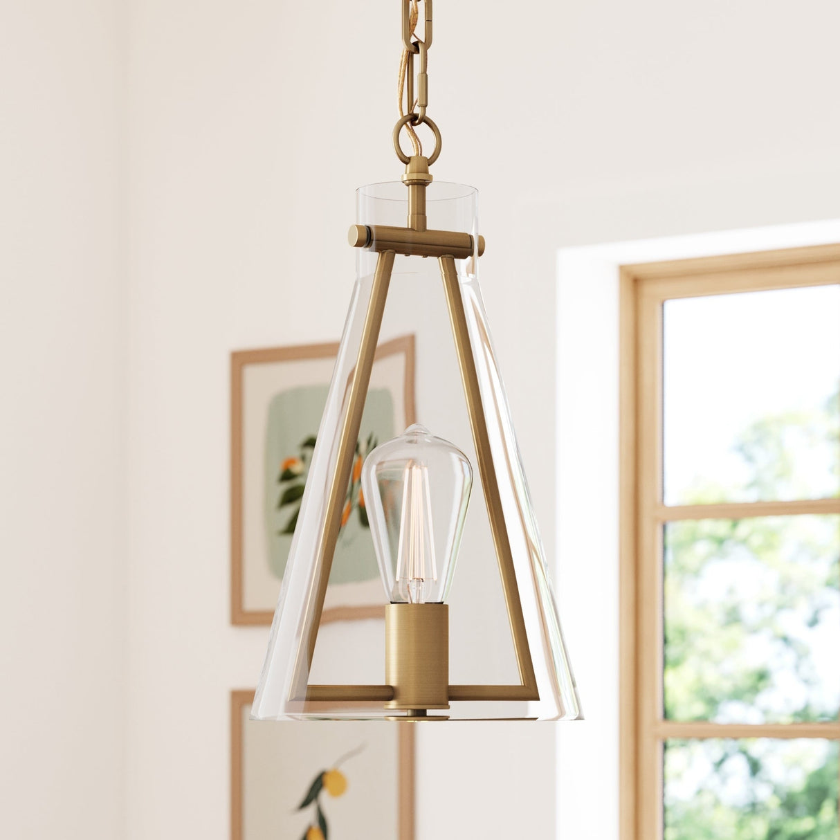 Nathan James Olton Pendant Lighting with Glass Shade, Adjustable Chain