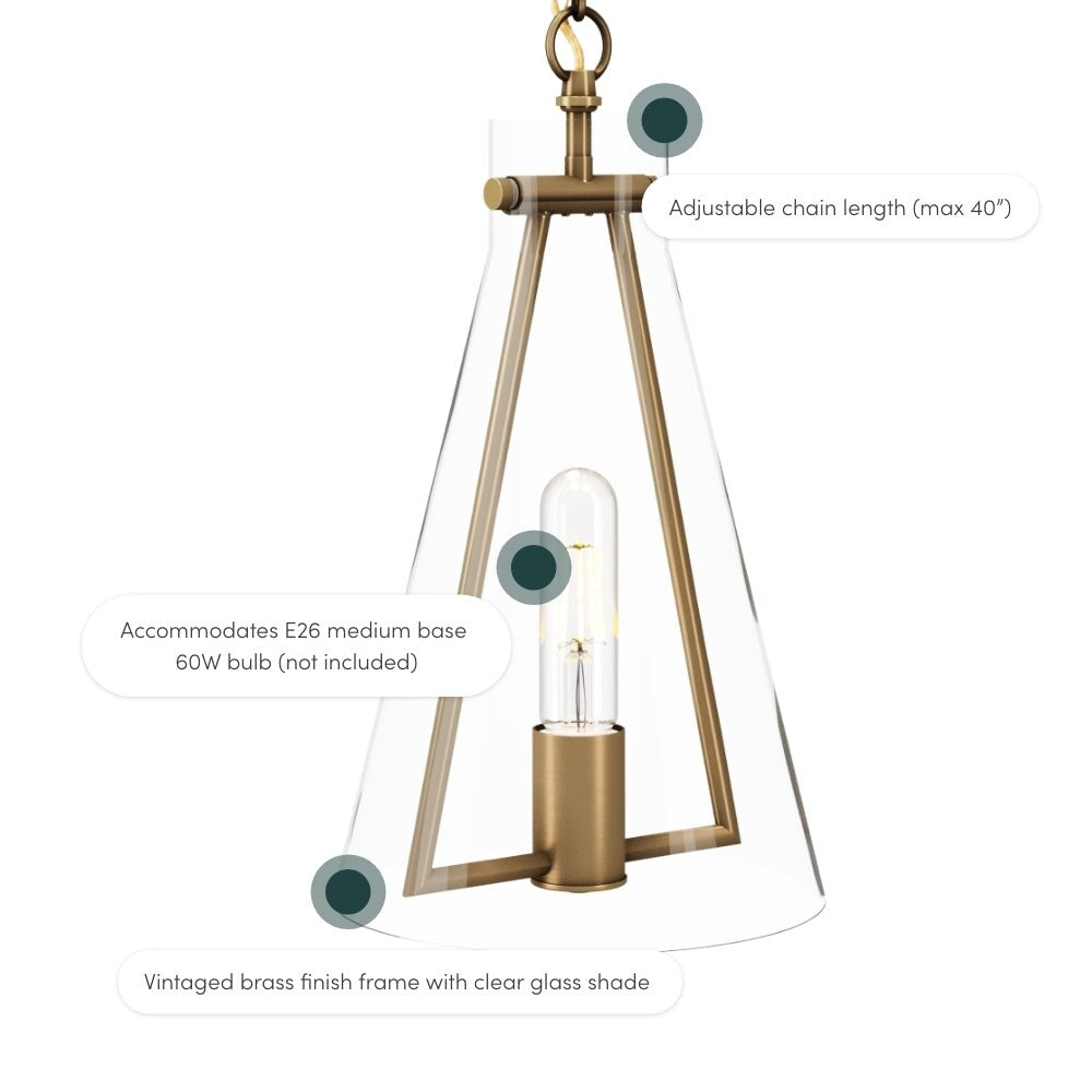 Nathan James Olton Pendant Lighting with Glass Shade, Adjustable Chain