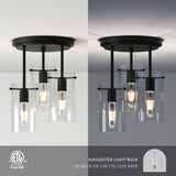 Nathan James Ophelia Semi Flush Mount Ceiling 3-Light Fixture with Glass Shade