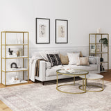 Nathan James Oscar Modern Etagere 5-Shelf Bookcase with Wood Storage Shelves and Metal Frame