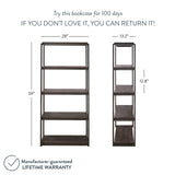 Nathan James Oscar Modern Etagere 5-Shelf Bookcase with Wood Storage Shelves and Metal Frame