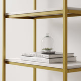 Nathan James Oscar Modern Etagere 5-Shelf Bookcase with Wood Storage Shelves and Metal Frame