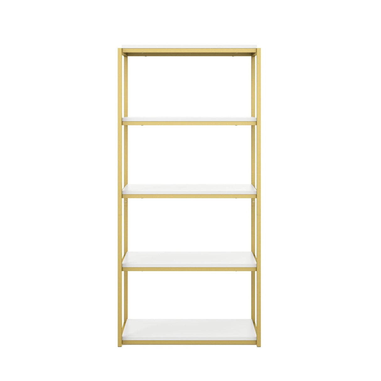 Nathan James Oscar Modern Etagere 5-Shelf Bookcase with Wood Storage Shelves and Metal Frame