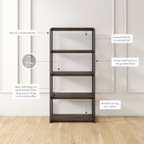 Nathan James Oscar Modern Etagere 5-Shelf Bookcase with Wood Storage Shelves and Metal Frame