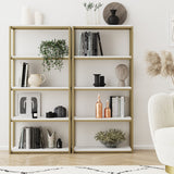 Nathan James Oscar Modern Etagere 5-Shelf Bookcase with Wood Storage Shelves and Metal Frame