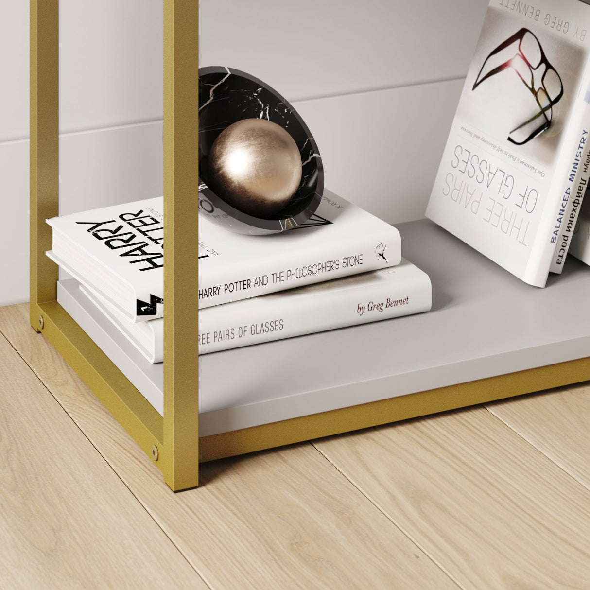 Nathan James Oscar Modern Etagere 5-Shelf Bookcase with Wood Storage Shelves and Metal Frame